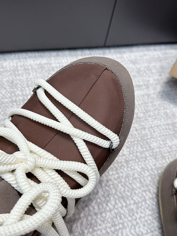 Moon Snow Fall Winter Boots Taupe Brown Wool Nylon Lining 515584