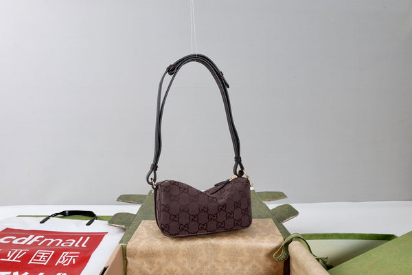 GG Half Horsebit Mini Shoulder Bag 19.5cm Brown Canvas
