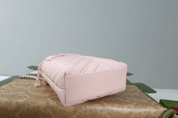 GG 26s Marmont Nano Bucket Bag 17cm Light Pink Quilted Leather