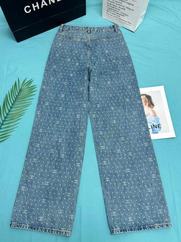 CC Monogram Polka Dot Blue White Jean