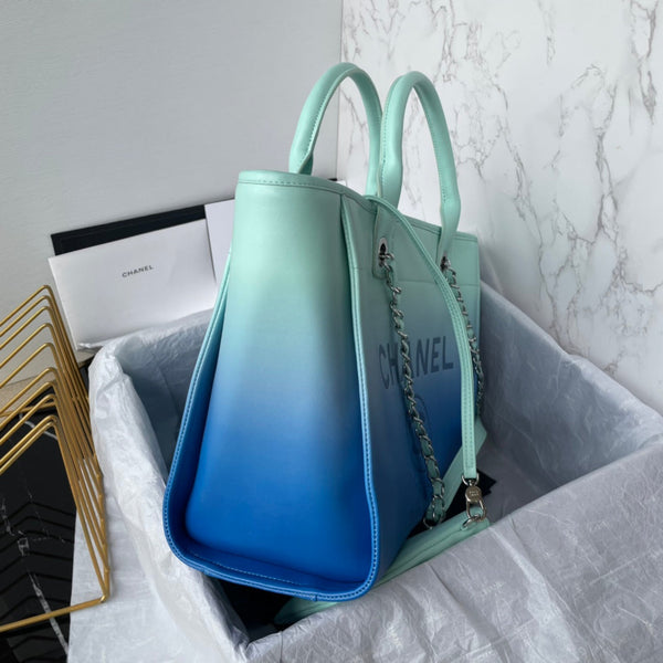 cc shopping bag 34cm blue tiffany blue calfskin silver hardware