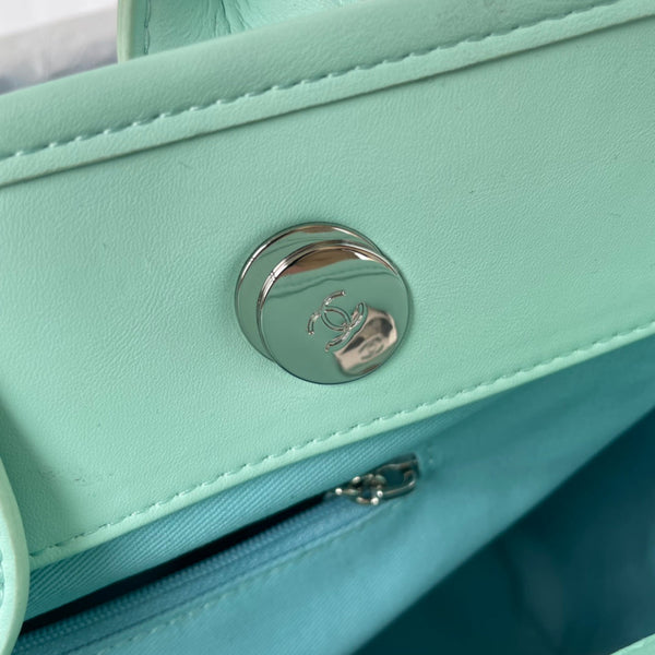 cc shopping bag 34cm blue tiffany blue calfskin silver hardware