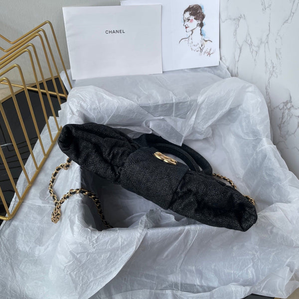 CC 25K Mini Bow Bag 26cm Black Denim