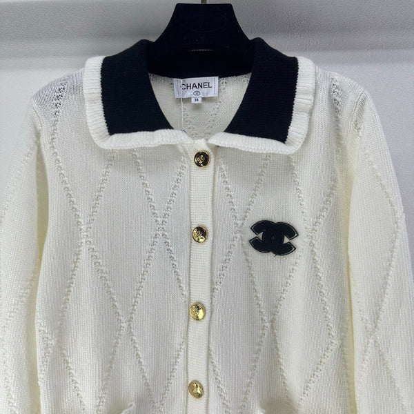 Gilet CC 26s Noir Blanc Laine Nylon 345977