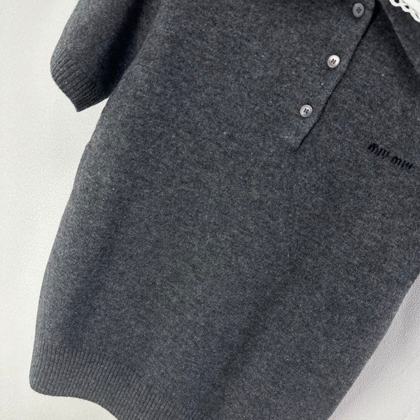 Miumiu 2026 Short-sleeved T-shirt Grey Cashmere 349064