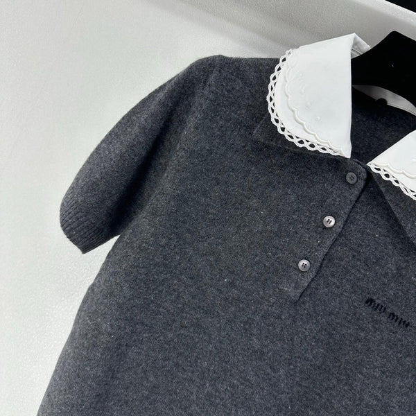 Miumiu 2026 Short-sleeved T-shirt Grey Cashmere 349064