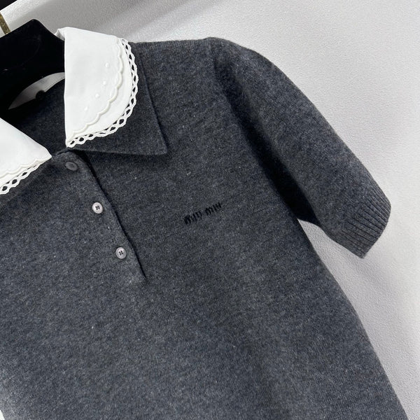 Miumiu 2026 Short-sleeved T-shirt Grey Cashmere 349064