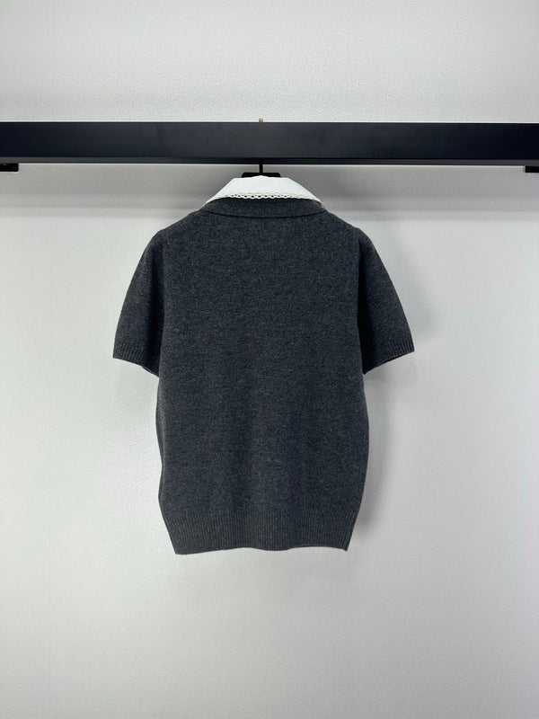 Miumiu 2026 Short-sleeved T-shirt Grey Cashmere 349064