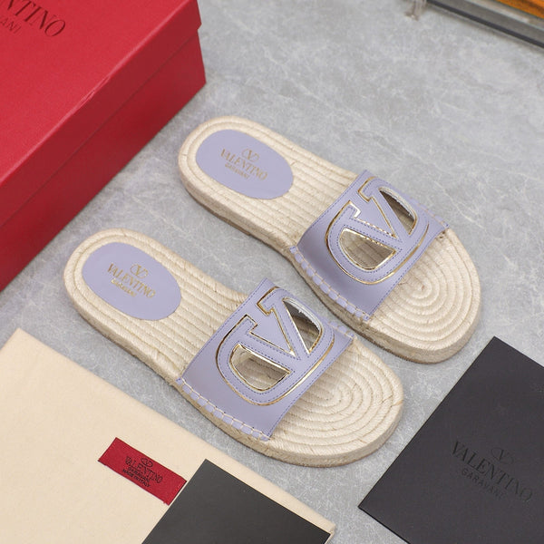Vlogo Cut-Out Slide 20 Viola Vitello Beige Suola Rafia