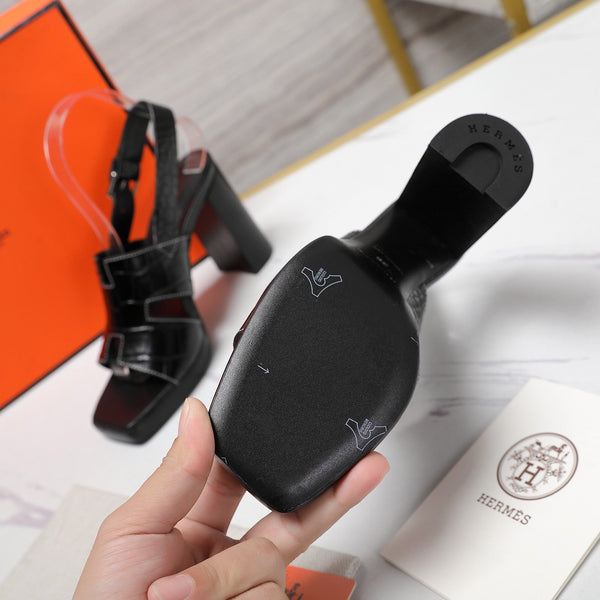 ERIS 95 SANDAL BLACK CALFSKIN PATTERNED