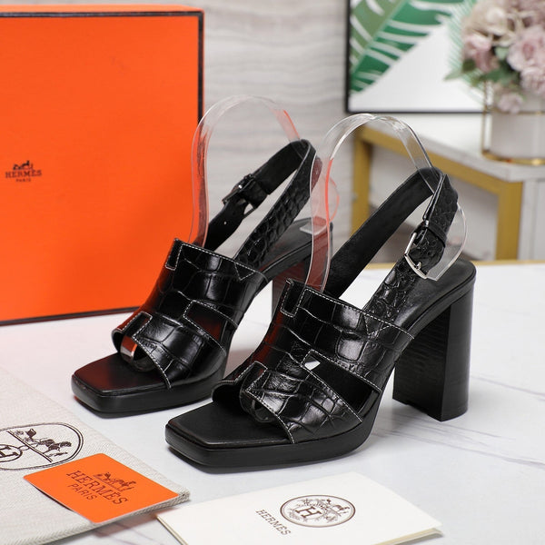 ERIS 95 SANDAL BLACK CALFSKIN PATTERNED