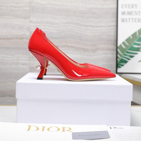 CD Tribales Pump 80mm Glossy Red Orange Cowhide