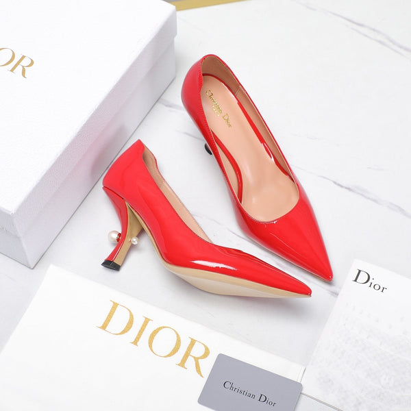 CD Tribales Pump 80mm Glossy Red Orange Cowhide