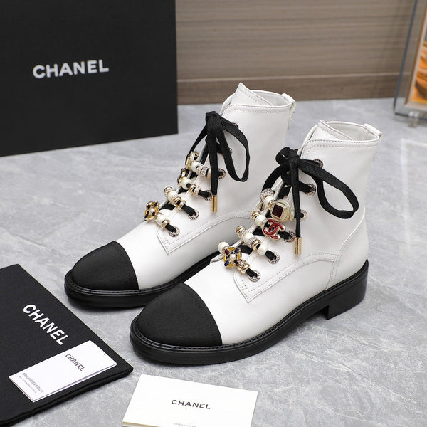 CC Ankle Boots 30mm White Plain Cowhide