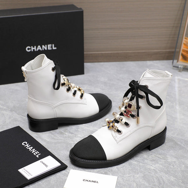 CC Ankle Boots 30mm White Plain Cowhide