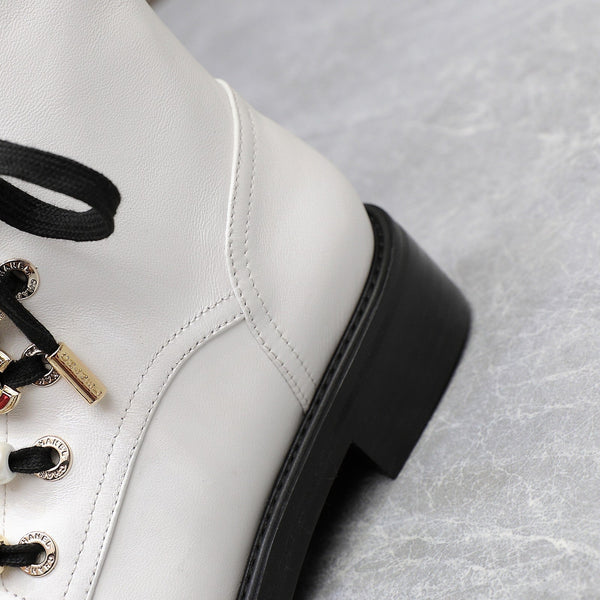 CC Ankle Boots 30mm White Plain Cowhide