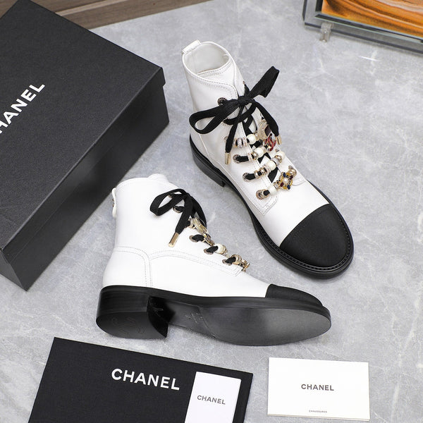 CC Ankle Boots 30mm White Plain Cowhide