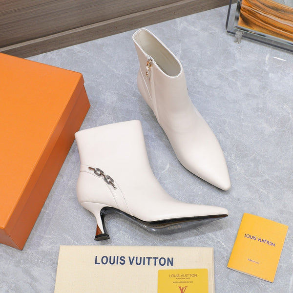 Stivaletti LV Sparkle 70mm in pelle di vacchetta bianca