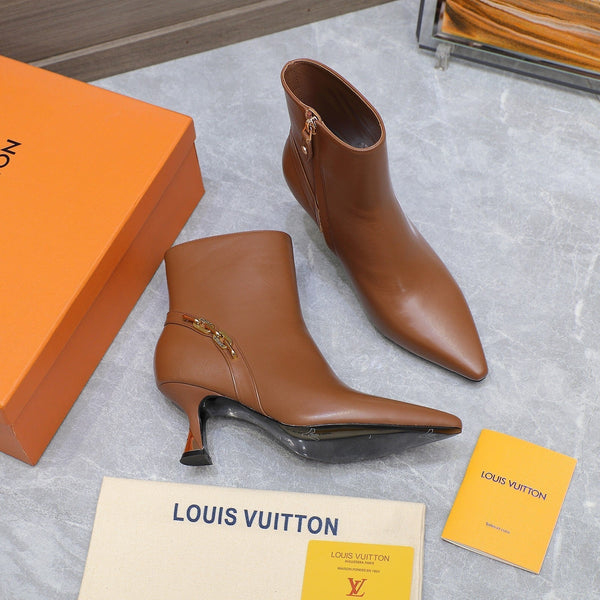 LV Sparkle Ankle Boots 70mm Brown Cowhide
