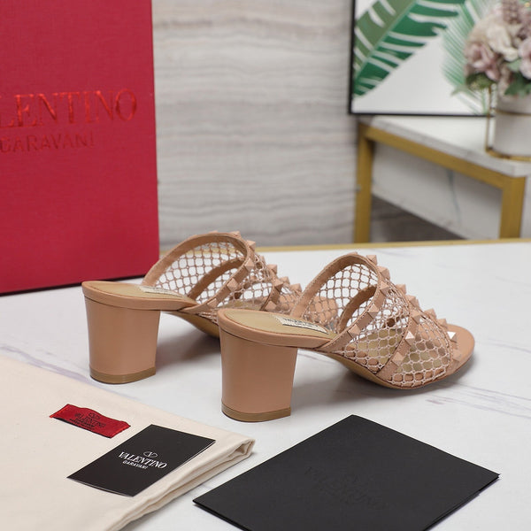 SANDALO SLIDER ROCKSTUD DESERT SAND NERO DA DONNA CON BORCHIE COORDINATE 65 MM