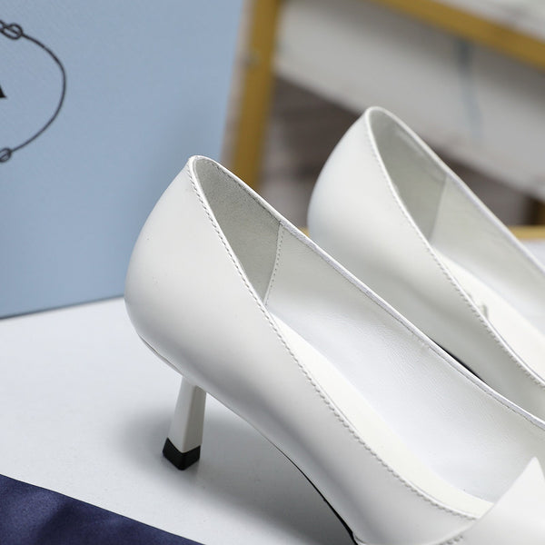 Prada Two-Tone Brushed Pumps 55mm White Cowhide 456262