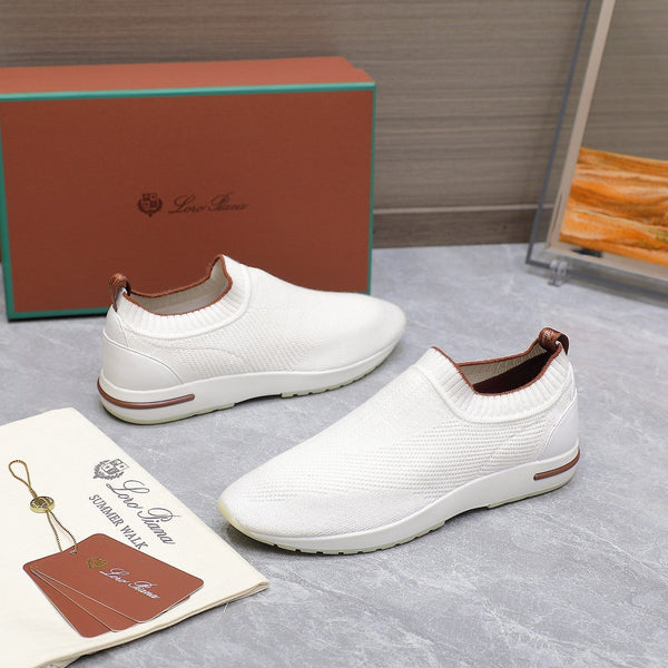 LP lady Flexy Walk Sneaker White Wool And Calfskin 310444