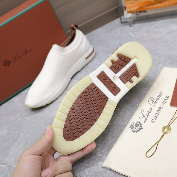 LP lady Flexy Walk Sneaker White Wool And Calfskin 310444