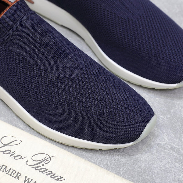 LP lady Flexy Walk Sneaker Navy Blue Wool And Calfskin 310445