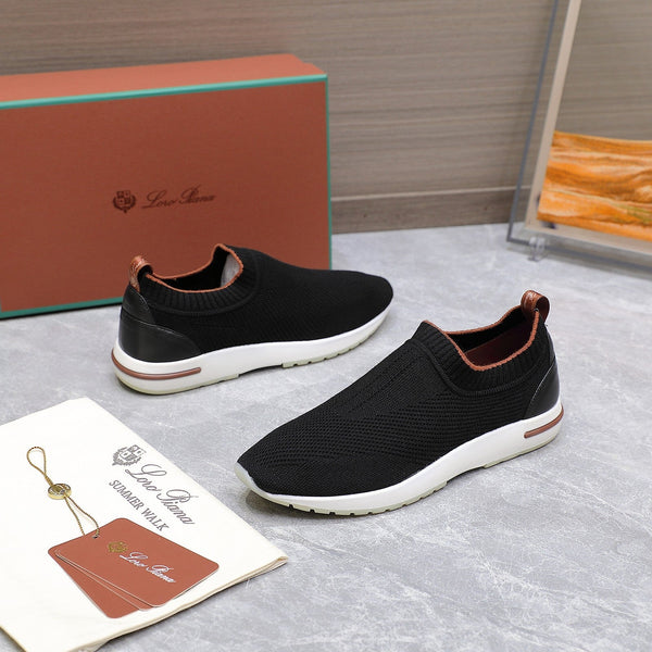 LP lady Flexy Walk Sneaker Black Wool And Calfskin 310446