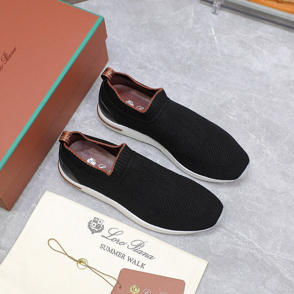 LP lady Flexy Walk Sneaker Black Wool And Calfskin 310446