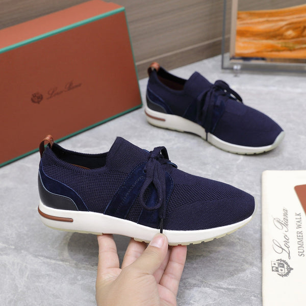 LP lady Flexy Walk Sneaker Navy Blue Wool and Calfskin 310455