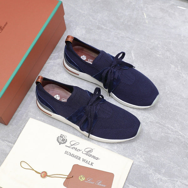 LP lady Flexy Walk Sneaker Navy Blue Wool and Calfskin 310455