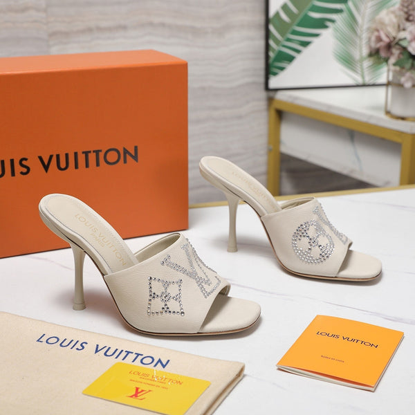 LV 6AM Mule 90mm Ivory Grained calf leather 456148
