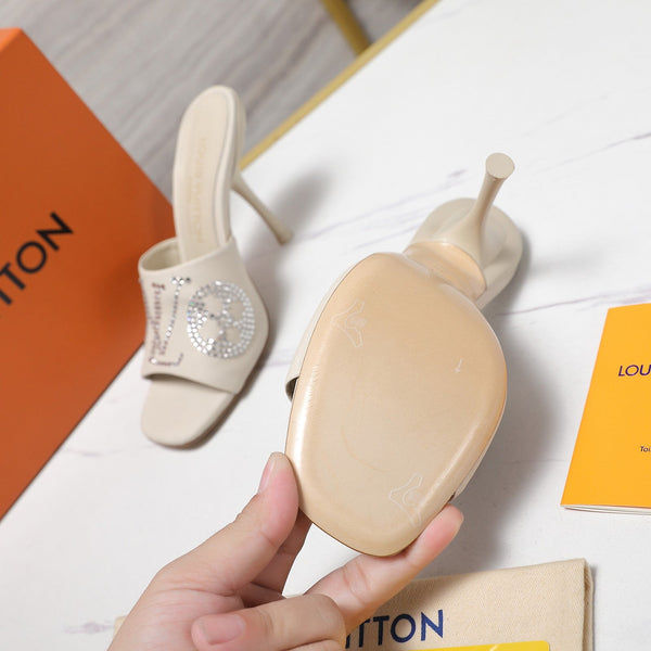 LV 6AM Mule 90mm Ivory Grained calf leather 456148