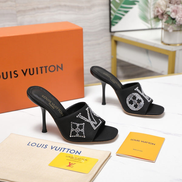 LV 6AM Mule 90mm Black Grained calf leather 456149