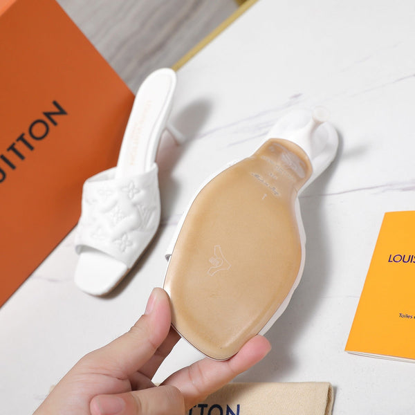 LV Revival Mule 55mm White Monogram-Embossed Lambskin 456150