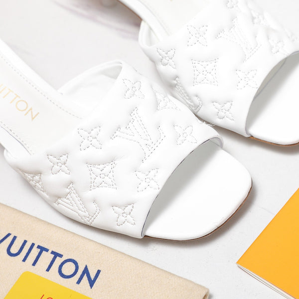 LV Revival Mule 55mm White Monogram-Embossed Lambskin 456150