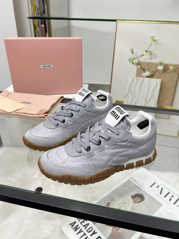 Miu TYRE Sneakers Grey Suede Technical Fabric 456330