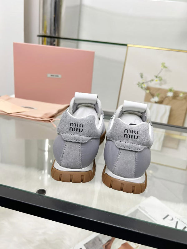 Miu TYRE Sneakers Grey Suede Technical Fabric 456330