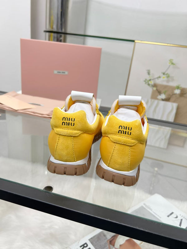 Miu TYRE Sneakers Yellow Suede Technical Fabric 456332