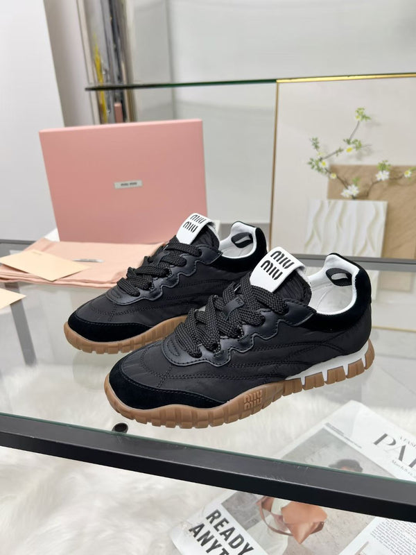 Miu TYRE Sneakers Black Suede Technical Fabric 456333