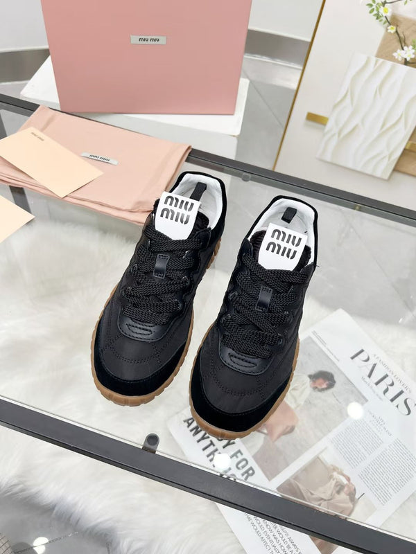 Miu TYRE Sneakers Black Suede Technical Fabric 456333