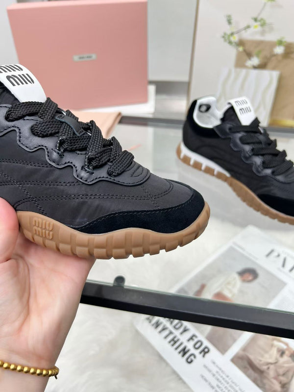 Miu TYRE Sneakers Black Suede Technical Fabric 456333
