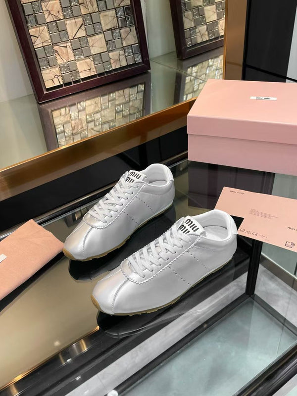 Miu Plume Sneakers Argento Pelle di Vacchetta 456350