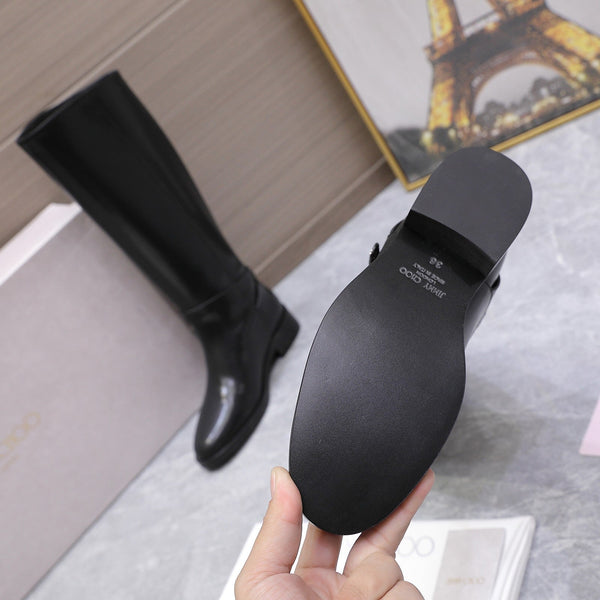 Jimmy Lawton Knee Boots Black Leather 547645