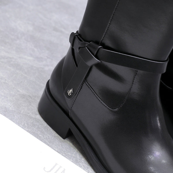 Jimmy Lawton Knee Boots Black Leather 547645