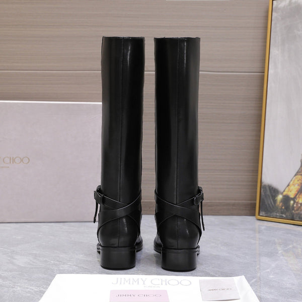 Jimmy Lawton Knee Boots Black Leather 547645