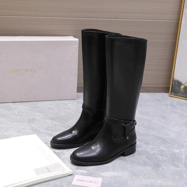 Jimmy Lawton Knee Boots Black Leather 547645