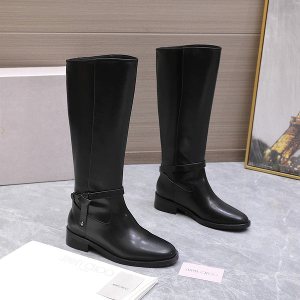 Jimmy Lawton Knee Boots Black Leather 547645