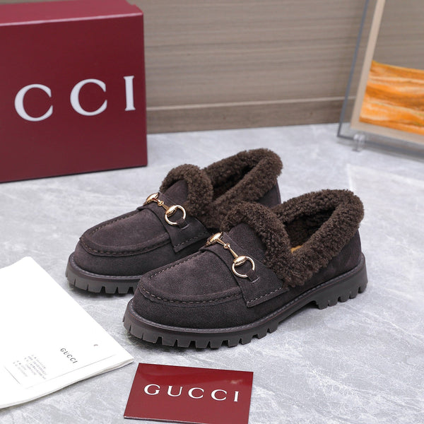 GG Women's Loafer Horsebit Purple-Gray Suede Shearing 547325